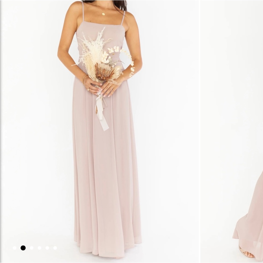 Show Me Your Mumu Lauren Tie Back Maxi Dress, Soft Beige Chiffon